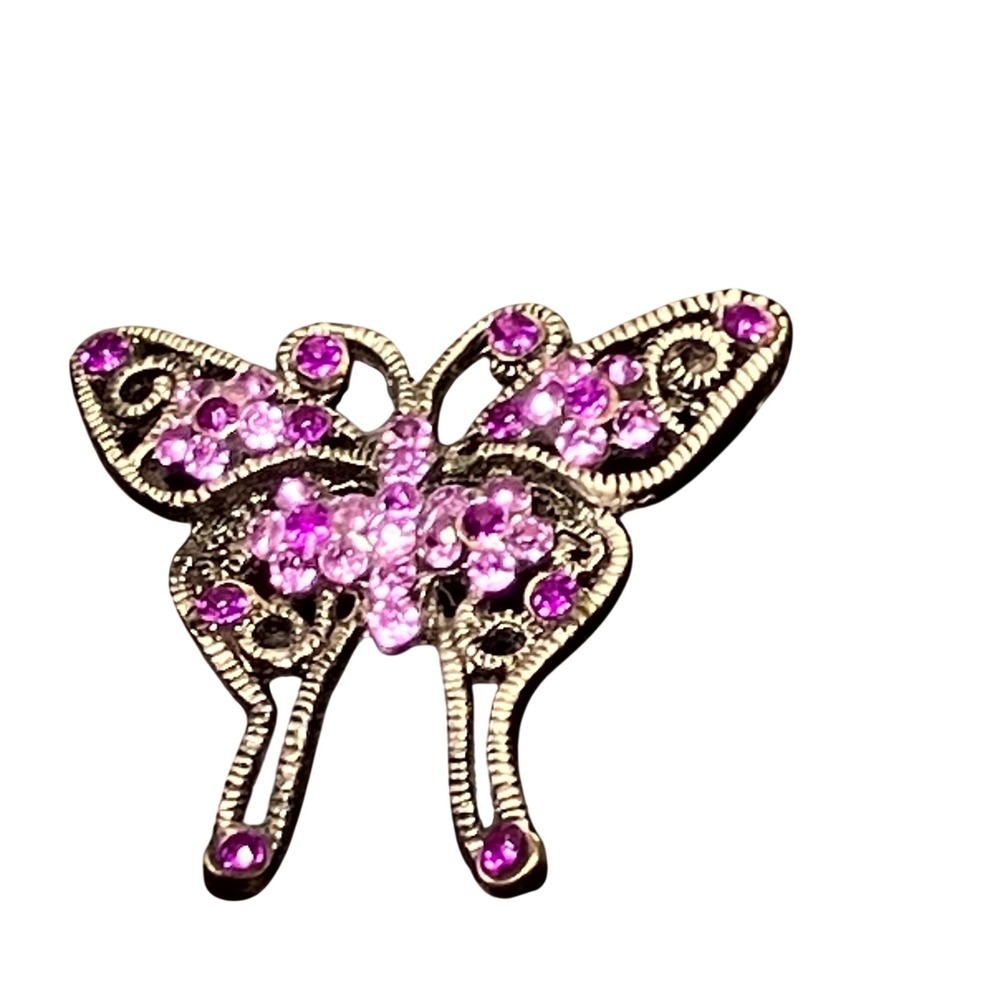 Butterfly Brooch Women Purple Silver Purple Rhinestone Vintage Style Butterfly